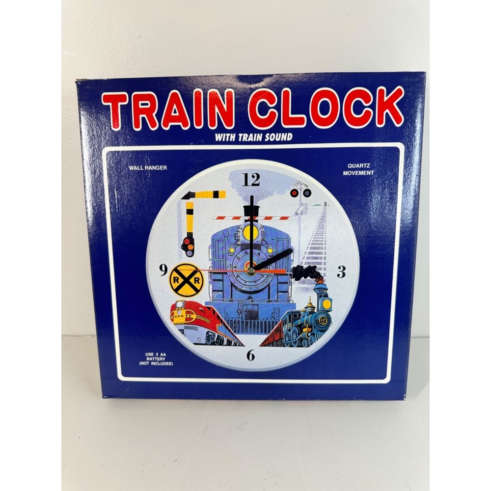 NEW! JSNY Santa Fe RAILROAD TRAIN Wall CLOCK Train & Steam Sounds 10in Diameter